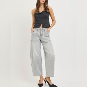 RISEN Slouchy Cropped Barrel Jeans Faded Grey